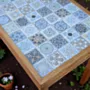 Handcrafted Ceramic Top Table – Pine Wood Printed Center Table