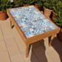 Handcrafted Large Ceramic Top Table – Pine Wood Art - (8–10) kg