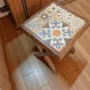 Handcrafted Small Ceramic Accent Table – Pine Wood Pattern Top - 3 kg