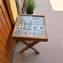 Handcrafted Small Ceramic Accent Table – Pine Wood Decorative Top - 3 Kg