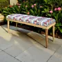 Handcrafted Modern Bench – Teak Wood Cushioned Fabric Seat - (6–8) Kg