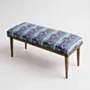 Handcrafted Modern Bench – Teak Wood Cushioned Fabric Seat - (6–8) Kg