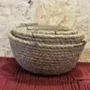 Handcrafted Medium Stitched Jute Pouch – Natural Fiber Storage (14×7 cm)