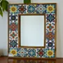 Handcrafted Small Ceramic Mirror – Pine Wood Artistic Frame (40×48 cm)