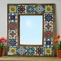 Handcrafted Small Ceramic Mirror – Pine Wood Artistic Frame (40×48 cm)