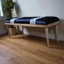Handcrafted Teak Bench – Cushioned Fabric Seating  - (6–8) Kg