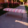 Handcrafted Teak Wood Bench – Cushioned Fabric Seating Style - (6–8) Kg