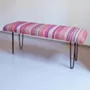 Handcrafted Teak Wood Bench – Cushioned Fabric Seating Style - (6–8) Kg