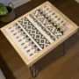 Handcrafted Rectangular Ceramic Table – Teak Wood & Iron
