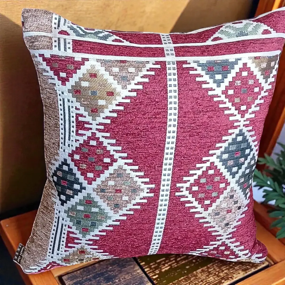 Handcrafted Bedouin Cushion Cover – Square Woven Design (43×43 cm)