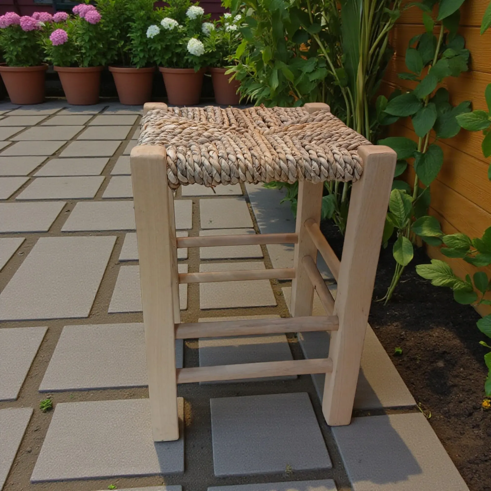 Handcrafted Arabic Stool – Beech Wood Natural Halfa Seat - 3 Kg