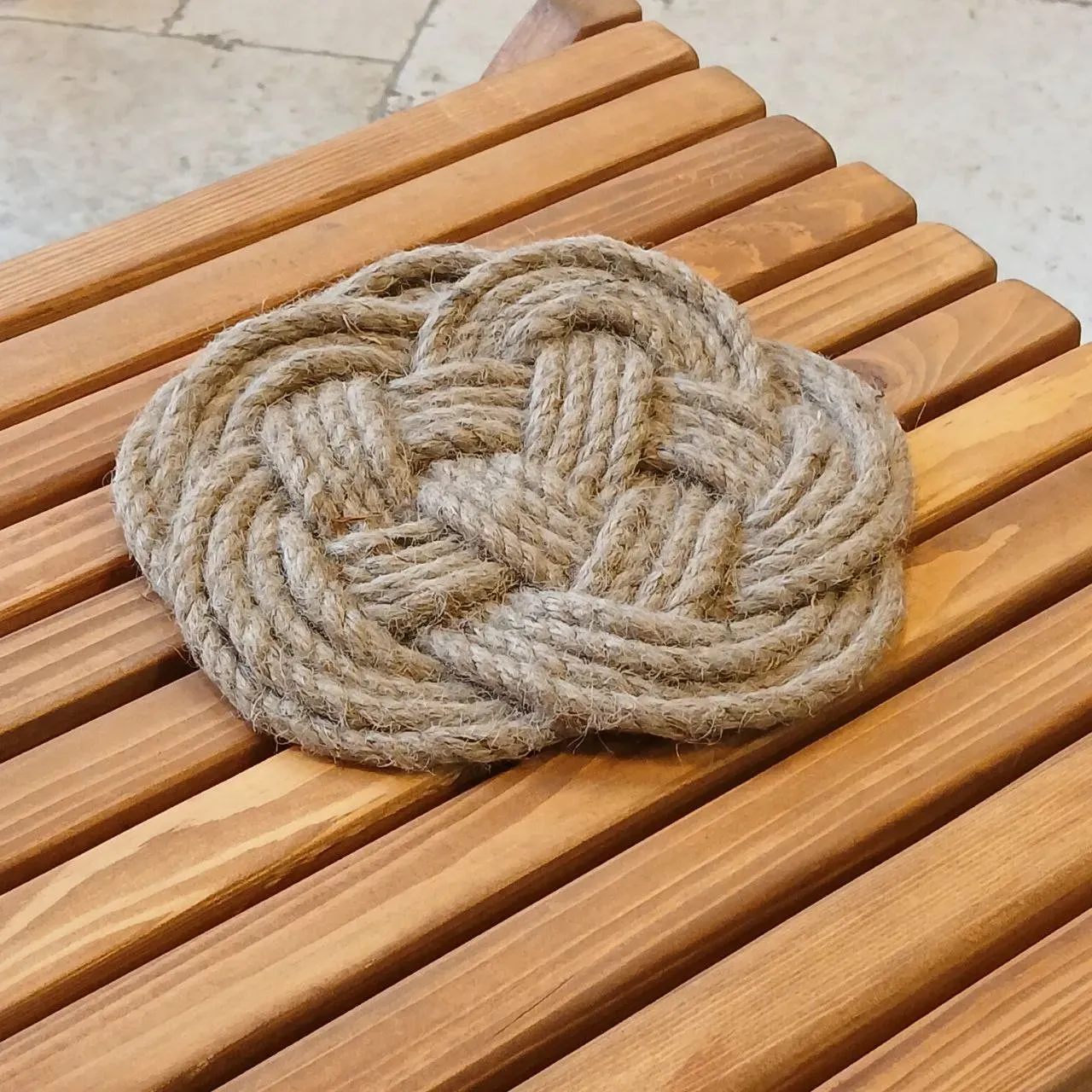 Handcrafted Braided Jute Coaster – Large Round - 21 cm