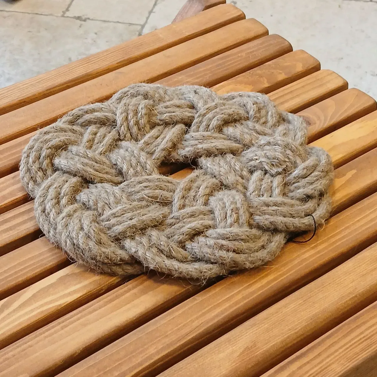 Handcrafted Braided Jute Coaster – Large Round Mat - 23 cm 