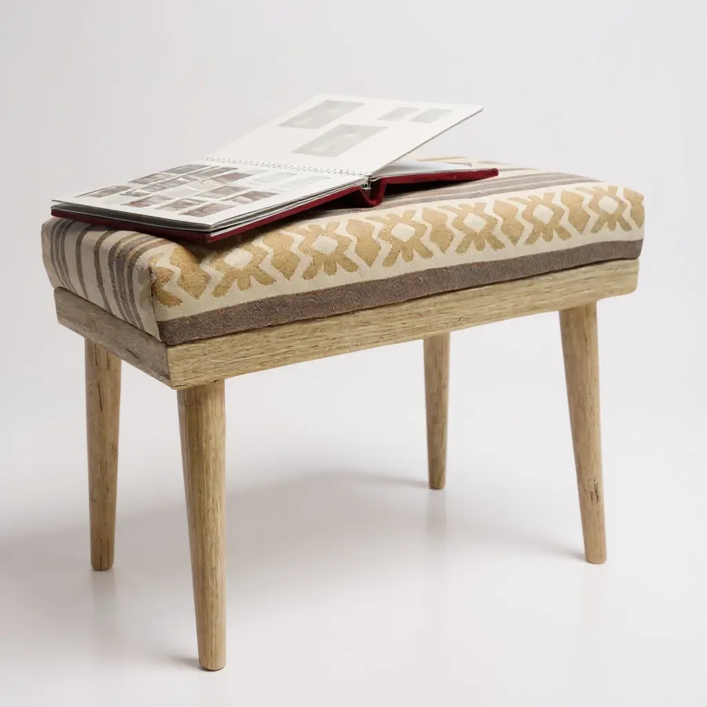 Handcrafted Modern Bench – Teak Wood Cushioned Seating Design