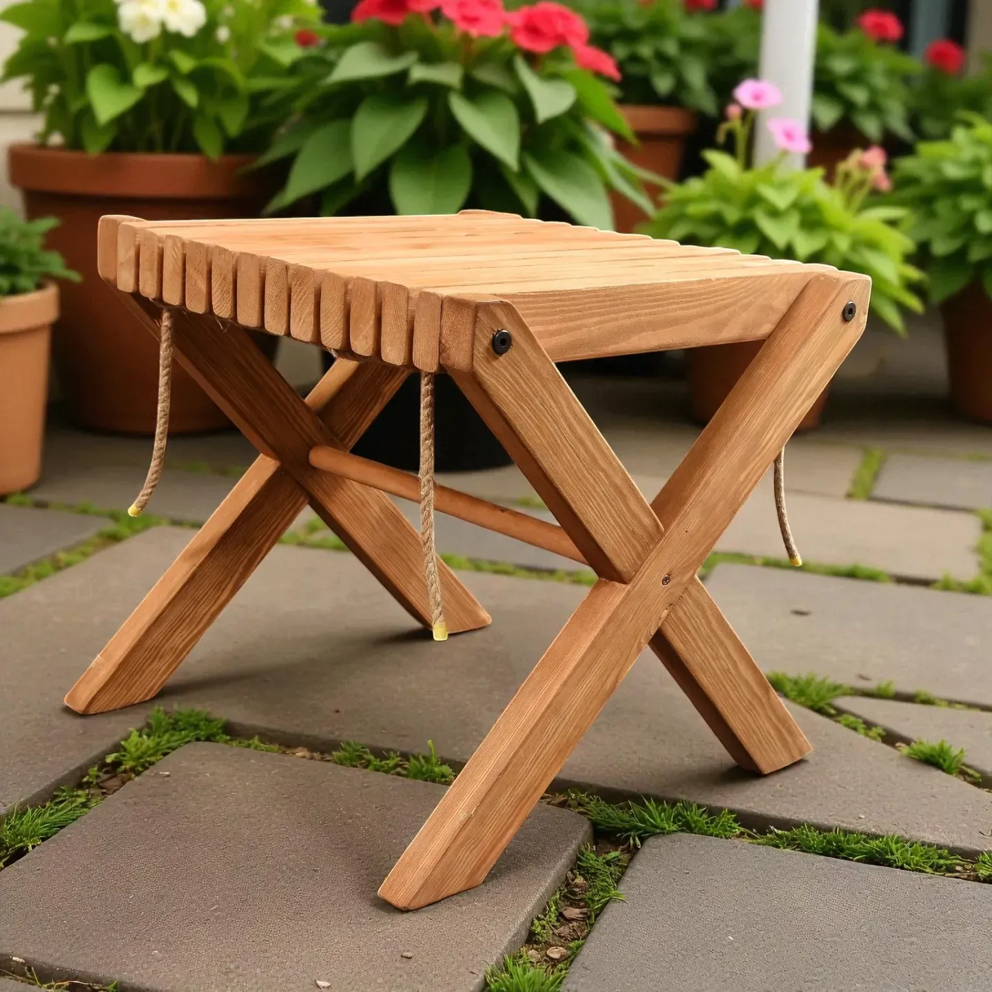 Handcrafted Trap Table – Light Swedish Pine Wood Compact Side Table - (5–7) Kg
