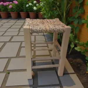 Handcrafted Arabic Stool – Beech Wood Natural Halfa Seat - 3 Kg