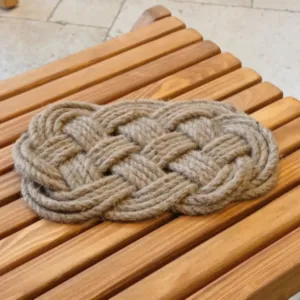 Handcrafted Oval Jute Coaster – Braided Natural Fiber ( 26×18 cm)