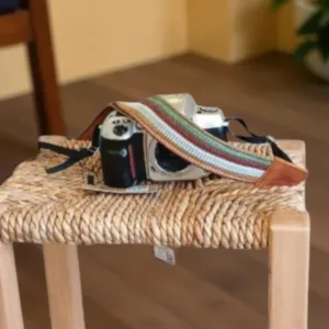 Handcrafted Camera Strap – Fabric Leather Adjustable Design