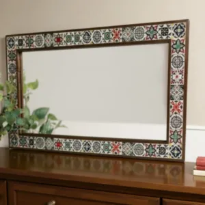 Handcrafted Full-Length Ceramic Mirror – Dark Pine Wood Frame (160×78 cm)