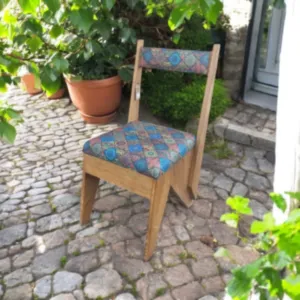 Handcrafted Dining Chair – Pine Wood Upholstered Seat Back - 8 Kg
